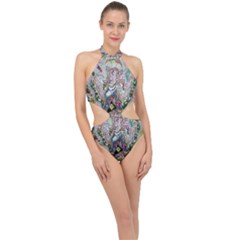 Transparent Volcano Fish Halter Side Cut Swimsuit by chellerayartisans