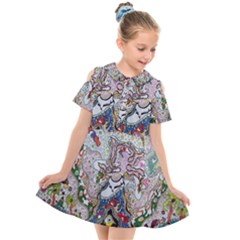 Transparent Volcano Fish Kids  Short Sleeve Shirt Dress by chellerayartisans