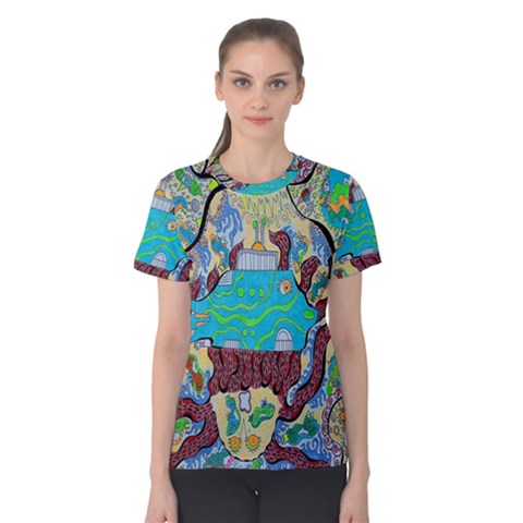 Cosmic Blue Submarine Women s Cotton Tee by chellerayartisans