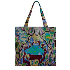 Cosmic Blue Submarine Zipper Grocery Tote Bag by chellerayartisans