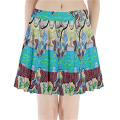 Cosmic Blue Submarine Pleated Mini Skirt by chellerayartisans