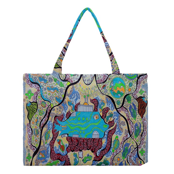 Cosmic blue submarine Medium Tote Bag