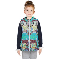 Cosmic Blue Submarine Kid s Hooded Puffer Vest by chellerayartisans