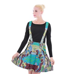 Cosmic Blue Submarine Suspender Skater Skirt by chellerayartisans