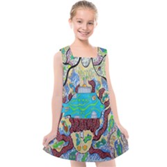 Cosmic Blue Submarine Kids  Cross Back Dress