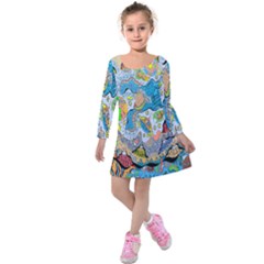 Angel Mermaids Kids  Long Sleeve Velvet Dress by chellerayartisans