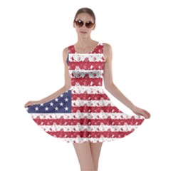 Usa Flag Halloween Holiday Nightmare Stripes Skater Dress by PodArtist