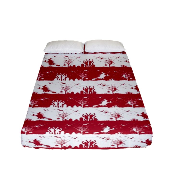 USA Flag Halloween Holiday Nightmare Stripes Fitted Sheet (Full/ Double Size)