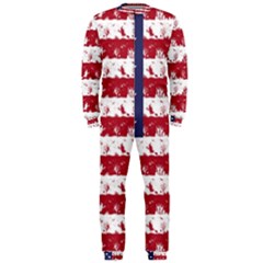 Usa Flag Halloween Holiday Nightmare Stripes Onepiece Jumpsuit (men)  by PodArtist