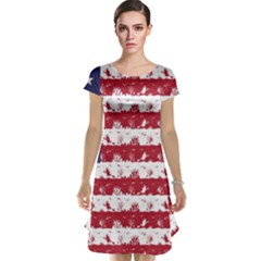 Usa Flag Halloween Holiday Nightmare Stripes Cap Sleeve Nightdress by PodArtist