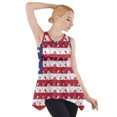 Usa Flag Halloween Holiday Nightmare Stripes Side Drop Tank Tunic by PodArtist