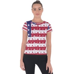 Usa Flag Halloween Holiday Nightmare Stripes Short Sleeve Sports Top  by PodArtist