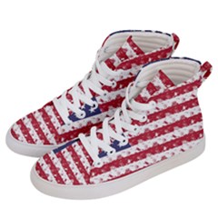 Usa Flag Halloween Holiday Nightmare Stripes Women s Hi-top Skate Sneakers by PodArtist