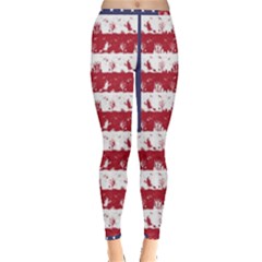 Usa Flag Halloween Holiday Nightmare Stripes Inside Out Leggings by PodArtist