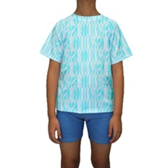 Aqua Blue Colored Waikiki Surfboards  Kids  Short Sleeve Swimwear by PodArtist