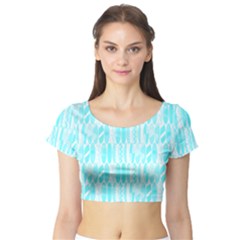 Aqua Blue Colored Waikiki Surfboards  Short Sleeve Crop Top by PodArtist