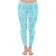 Aqua Blue Colored Waikiki Surfboards  Classic Winter Leggings by PodArtist