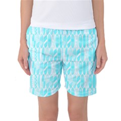 Aqua Blue Colored Waikiki Surfboards  Women s Basketball Shorts by PodArtist