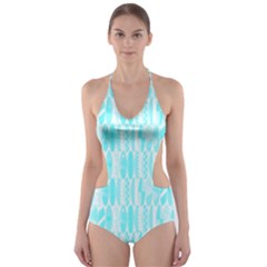 Aqua Blue Colored Waikiki Surfboards  Cut-out One Piece Swimsuit by PodArtist