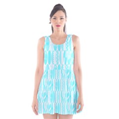 Aqua Blue Colored Waikiki Surfboards  Scoop Neck Skater Dress by PodArtist