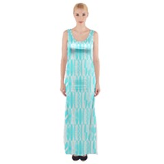 Aqua Blue Colored Waikiki Surfboards  Maxi Thigh Split Dress by PodArtist