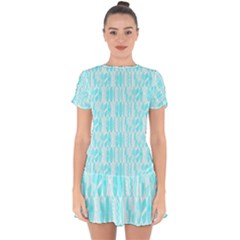 Aqua Blue Colored Waikiki Surfboards  Drop Hem Mini Chiffon Dress by PodArtist