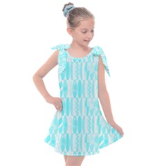 Aqua Blue Colored Waikiki Surfboards  Kids  Tie Up Tunic Dress by PodArtist