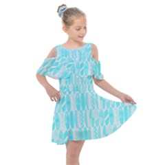 Aqua Blue Colored Waikiki Surfboards  Kids  Shoulder Cutout Chiffon Dress