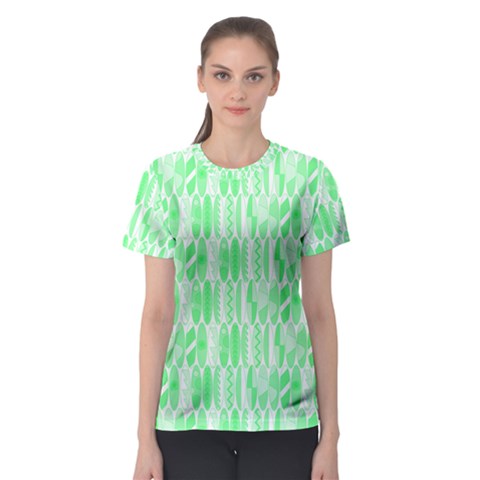 Bright Lime Green Colored Waikiki Surfboards  Women s Sport Mesh Tee by PodArtist