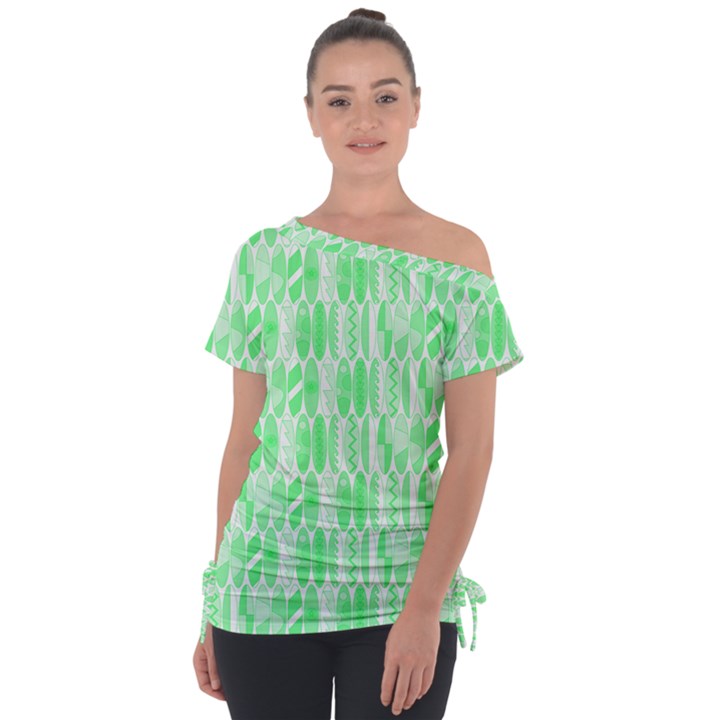 Bright Lime Green Colored Waikiki Surfboards  Tie-Up Tee