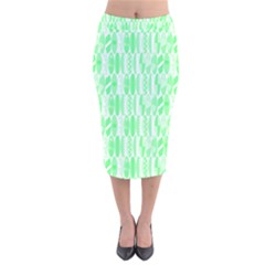 Bright Lime Green Colored Waikiki Surfboards  Velvet Midi Pencil Skirt