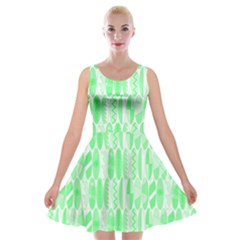 Bright Lime Green Colored Waikiki Surfboards  Velvet Skater Dress