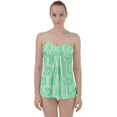 Bright Lime Green Colored Waikiki Surfboards  Babydoll Tankini Set by PodArtist