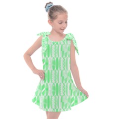 Bright Lime Green Colored Waikiki Surfboards  Kids  Tie Up Tunic Dress by PodArtist