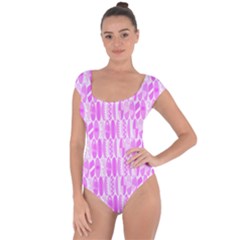 Bright Pink Colored Waikiki Surfboards  Short Sleeve Leotard  by PodArtist