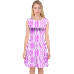 Bright Pink Colored Waikiki Surfboards  Capsleeve Midi Dress by PodArtist