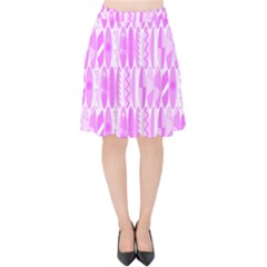 Bright Pink Colored Waikiki Surfboards  Velvet High Waist Skirt by PodArtist