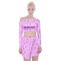 Bright Pink Colored Waikiki Surfboards  Off Shoulder Top With Mini Skirt Set