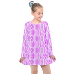 Bright Pink Colored Waikiki Surfboards  Kids  Long Sleeve Dress by PodArtist