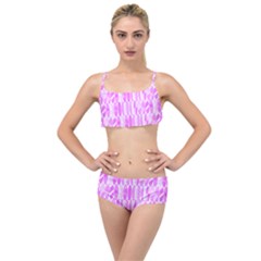 Bright Pink Colored Waikiki Surfboards  Layered Top Bikini Set by PodArtist