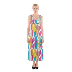 Mini Rainbow Colored Waikiki Surfboards  Sleeveless Maxi Dress