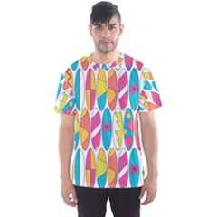 Mini Rainbow Colored Waikiki Surfboards  Men s Sports Mesh Tee