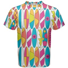 Mini Rainbow Colored Waikiki Surfboards  Men s Cotton Tee