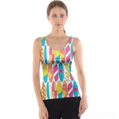 Mini Rainbow Colored Waikiki Surfboards  Tank Top