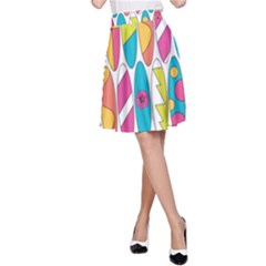 Mini Rainbow Colored Waikiki Surfboards  A-Line Skirt