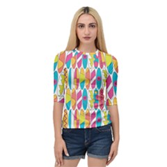 Mini Rainbow Colored Waikiki Surfboards  Quarter Sleeve Raglan Tee