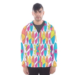 Mini Rainbow Colored Waikiki Surfboards  Hooded Windbreaker (Men)