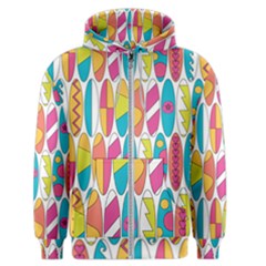 Mini Rainbow Colored Waikiki Surfboards  Men s Zipper Hoodie