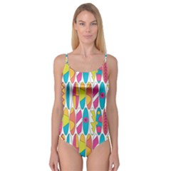 Mini Rainbow Colored Waikiki Surfboards  Camisole Leotard 