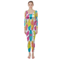 Mini Rainbow Colored Waikiki Surfboards  Long Sleeve Catsuit